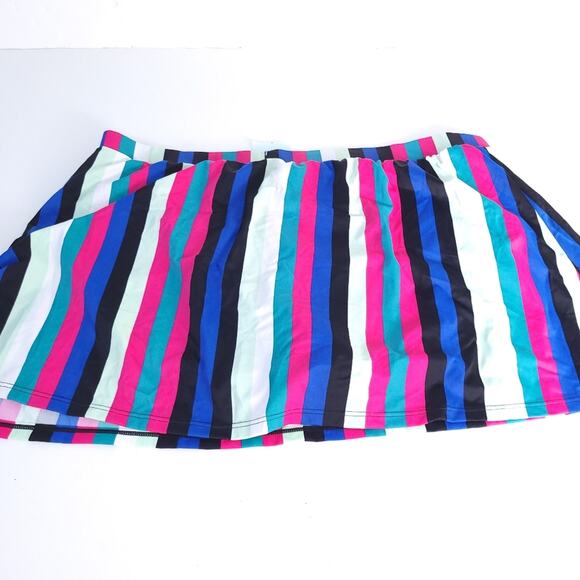 Cacique Swim Bathing Suit Skirted Bottoms Size 18 Stripe Pink Blue - Picture 2 of 4